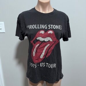 The Rolling Stones 1975 US Tour Black Tongue T-shirt Medium Band Tee